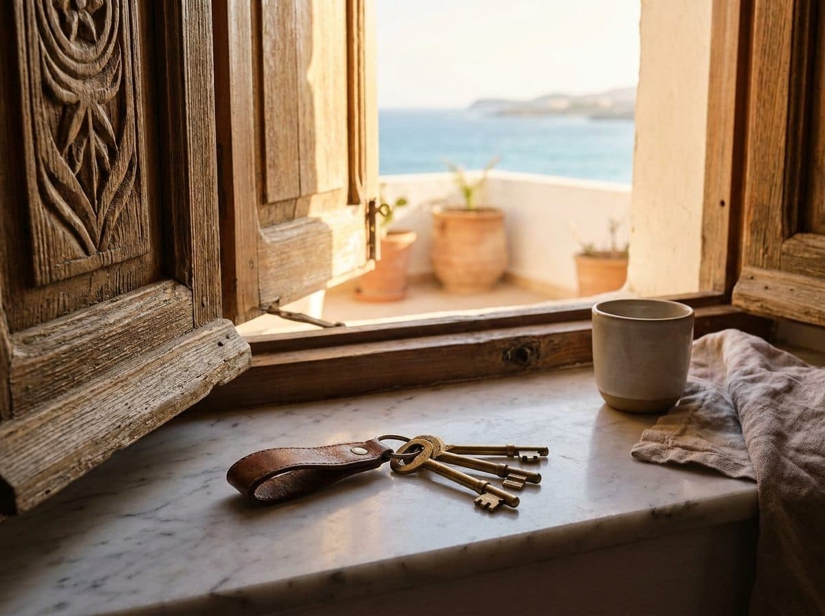 Keys on a windowsill of a Moroccan apartment